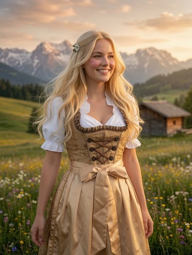 Traumhaftes goldenes dirndl - traumhaftes,