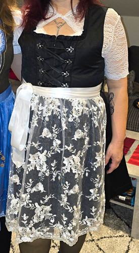 Damen dirndl schwarz weiß mit - damen, schwarz/weiß