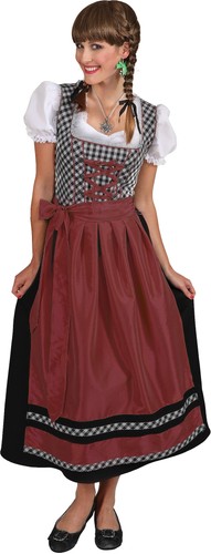 Dirndl lang schwarz rot weiß - lang, schwarz-rot-weiß
